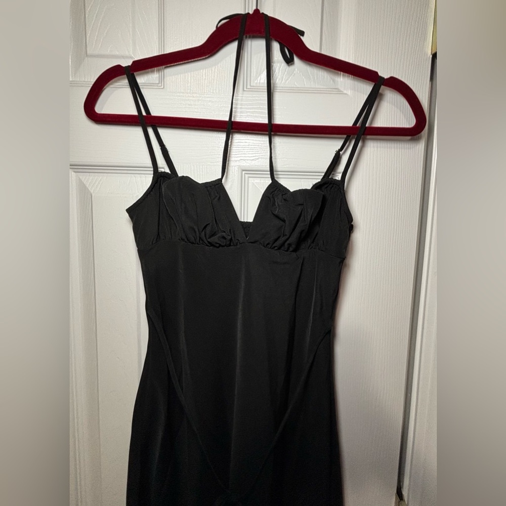 NWT WEWOREWHAT SZ XXS BLACK CAMI MIDI Dress W/Ruched Cups - Picture 4 of 8